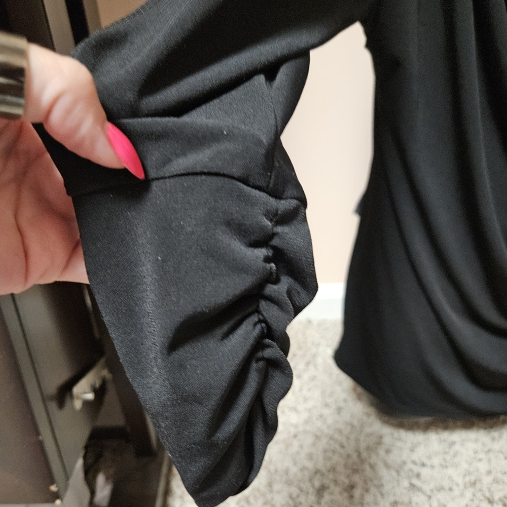 VENUSBlack Draped Asymmetrical Cowl Neck Top - Picture 8 of 13